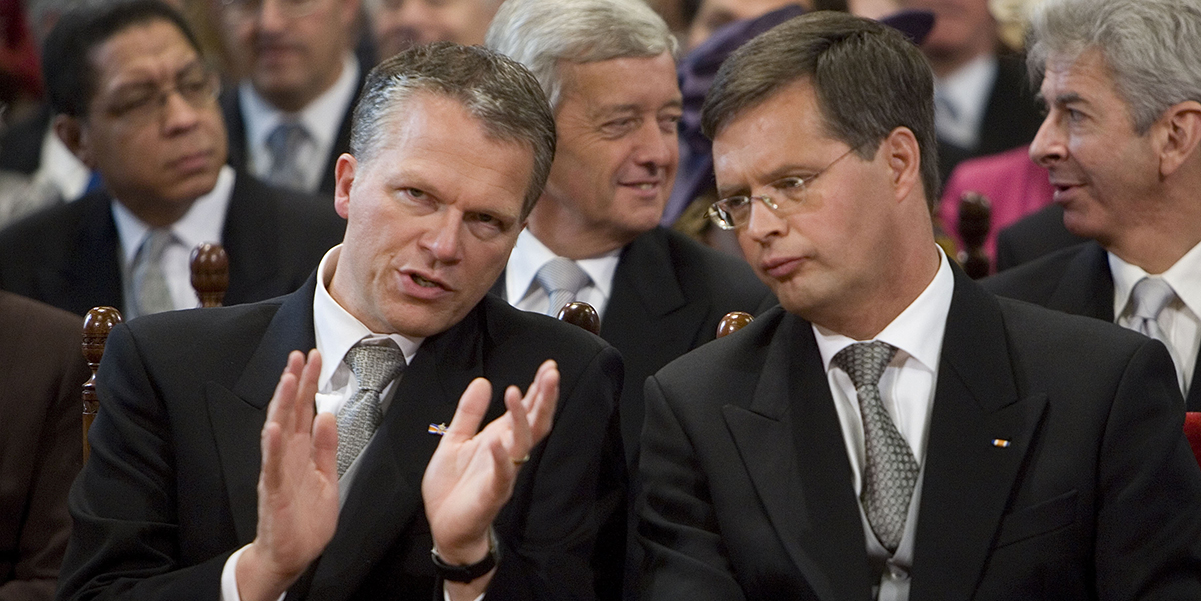 Wouter Bos (PvdA) en Jan Peter Balkenende (CDA)